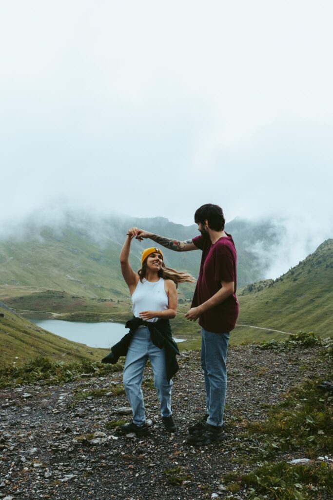 Adventure couples photography session in the Illiez Valley, Swiss Alps